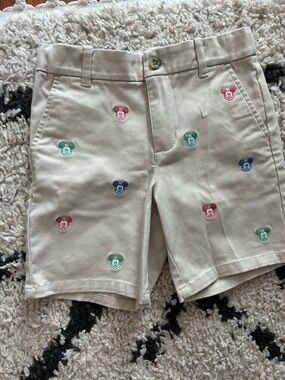Janie and Jack Embroidered Disney  Mickey Mouse Beige khaki Shorts